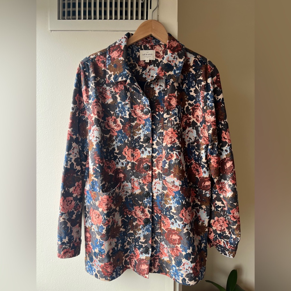 Sezane Will Jacket, Jacquard October Roses (size M)